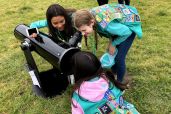 Scouts looking through telescope