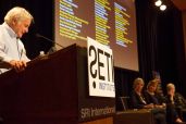 Seth Shostak moderates the panel